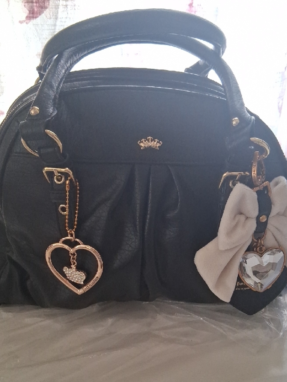 Juicy Couture Black Satchel with Gold Heart Charm - Picture 11 of 11